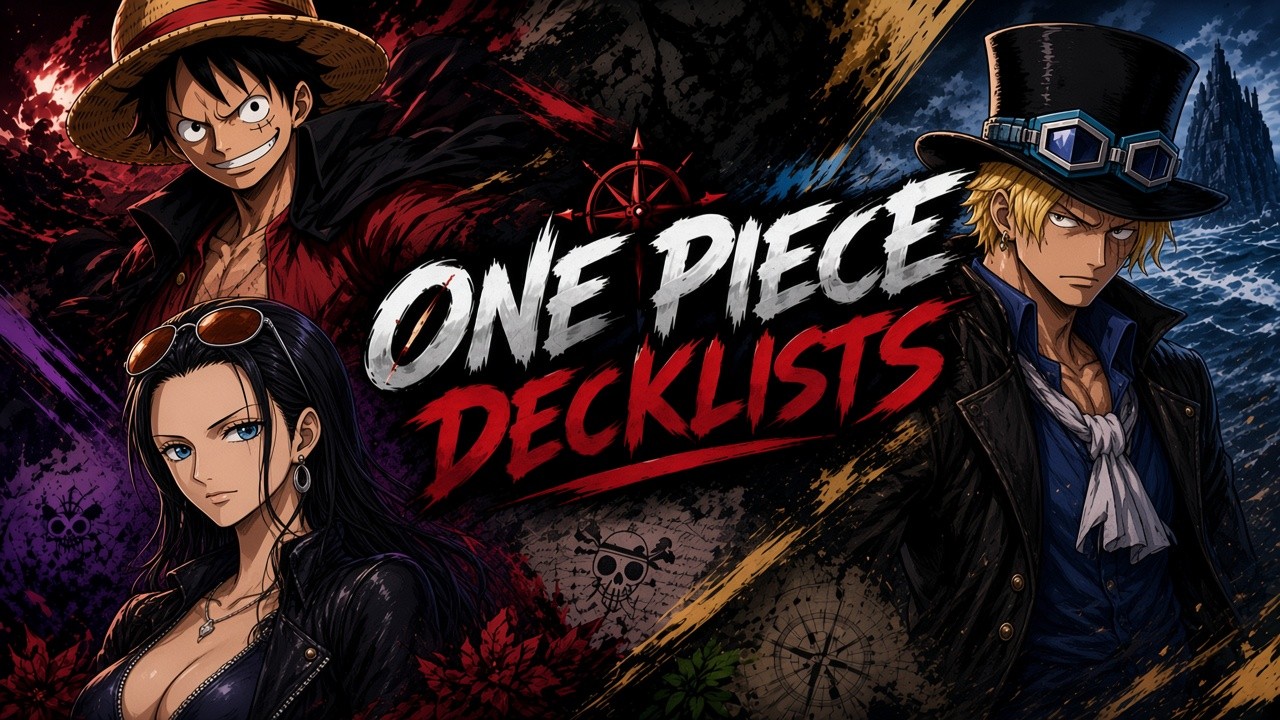 One Piece Decklists, with Nico Robin, Elbaph Luffy, and Sabo