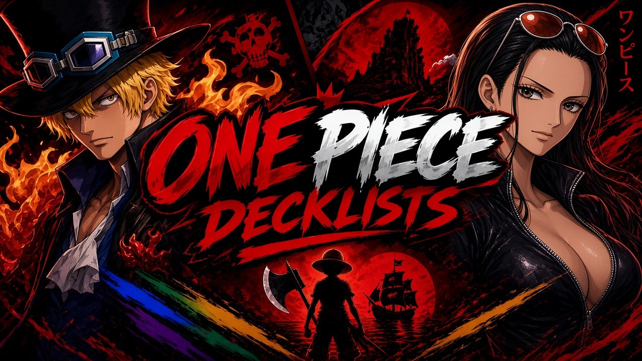 One Piece Decklists crimson banner with Sabo and Nico Robin